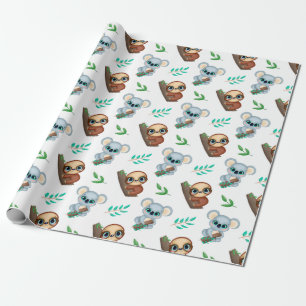 Sloth Pattern Wrapping Paper Geschenkpapier
