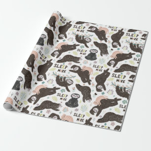 Sloth Pattern Wrapping Paper Geschenkpapier