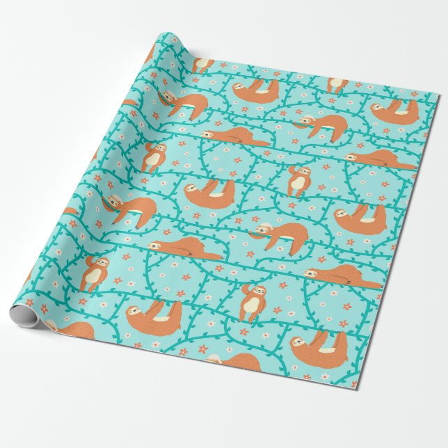 Sloth Pattern Wrapping Paper Geschenkpapier (Ungerollt)