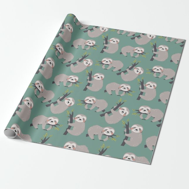 Sloth Pattern Wrapping Paper Geschenkpapier (Ungerollt)