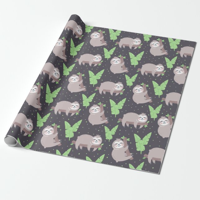 Sloth Pattern Wrapping Paper Geschenkpapier (Ungerollt)