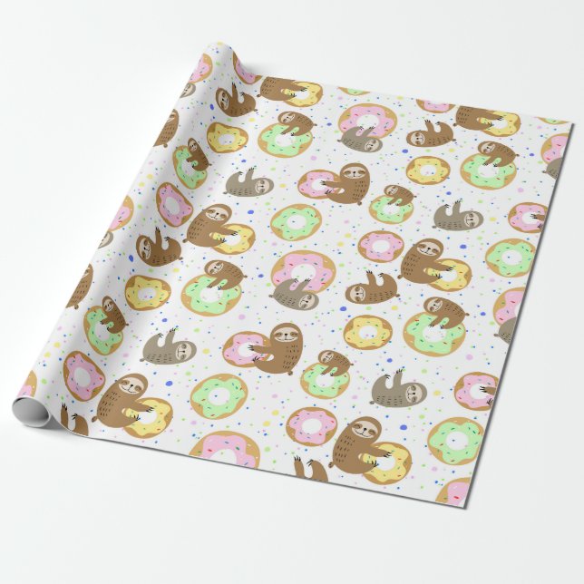 Sloth Pattern Wrapping Paper Geschenkpapier (Ungerollt)