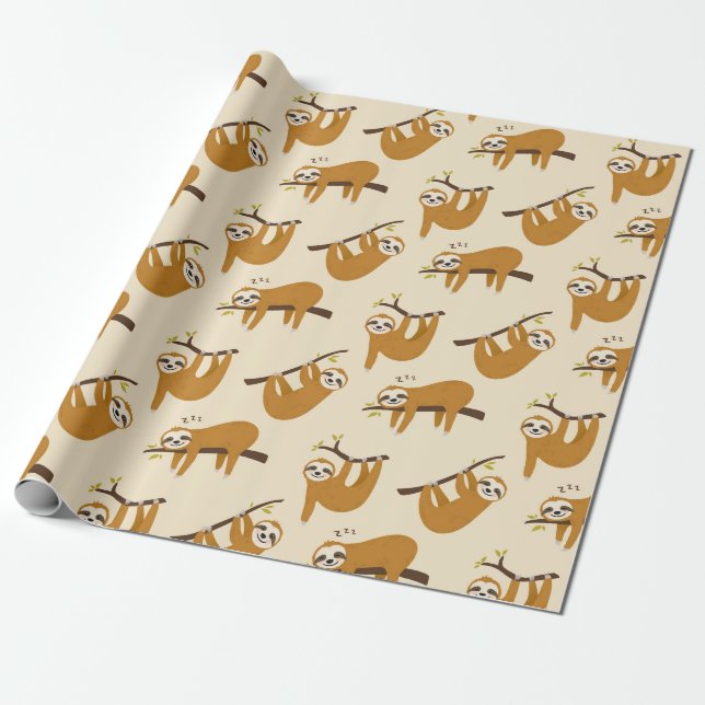Sloth Pattern Wrapping Paper Geschenkpapier (Ungerollt)