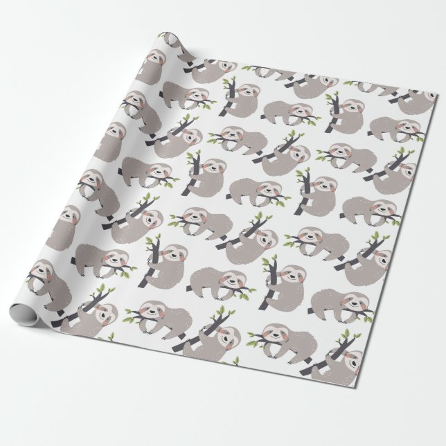 Sloth Pattern Wrapping Paper Geschenkpapier (Ungerollt)