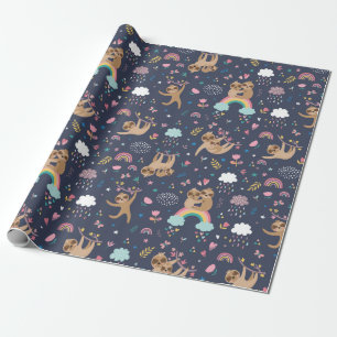 Sloth Pattern Wrapping Paper Geschenkpapier