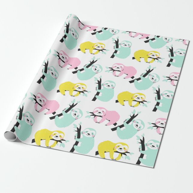 Sloth Pattern Wrapping Paper Geschenkpapier (Ungerollt)