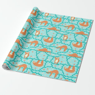 Sloth Pattern Wrapping Paper Geschenkpapier