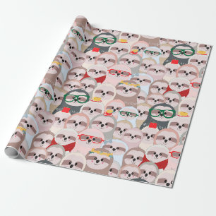 Sloth Pattern Wrapping Paper Geschenkpapier