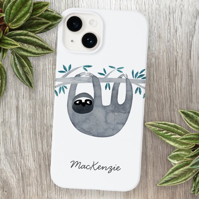 Sloth Personalisiert iPhone Hülle (Sloth watercolor personalized cell phone case)
