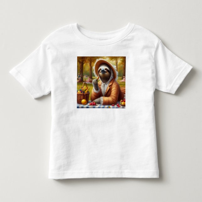 Sloth Picnic Kleinkind T-shirt (Vorderseite)