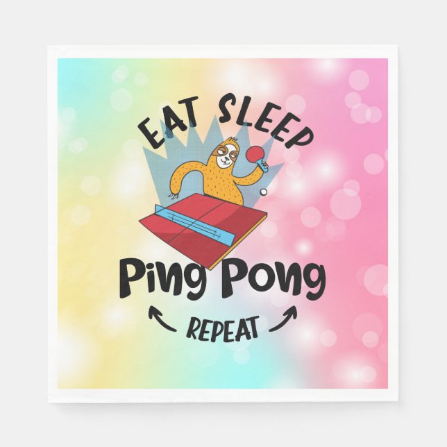 Sloth Ping Pong Eat Sleep Ping Pong Wiederholung l Serviette (Vorderseite)