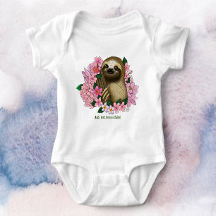 Sloth Pink-Blume Baby Strampler