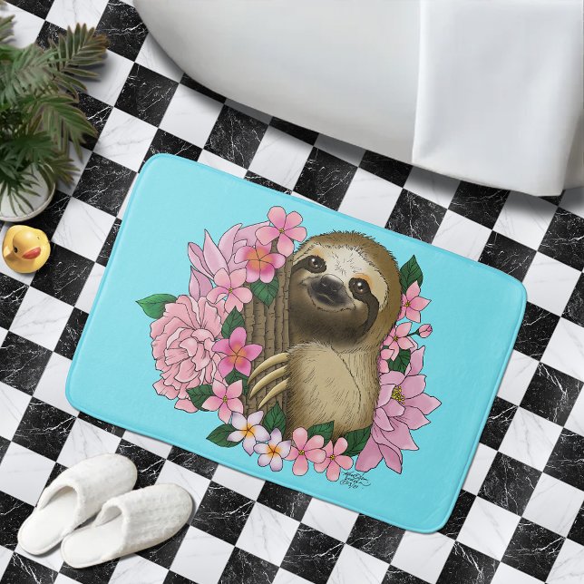 Sloth Pink-Blume Badematte (Von Creator hochgeladen)