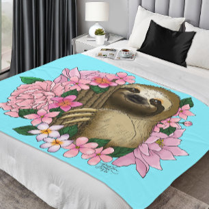 Sloth Pink-Blume Fleecedecke