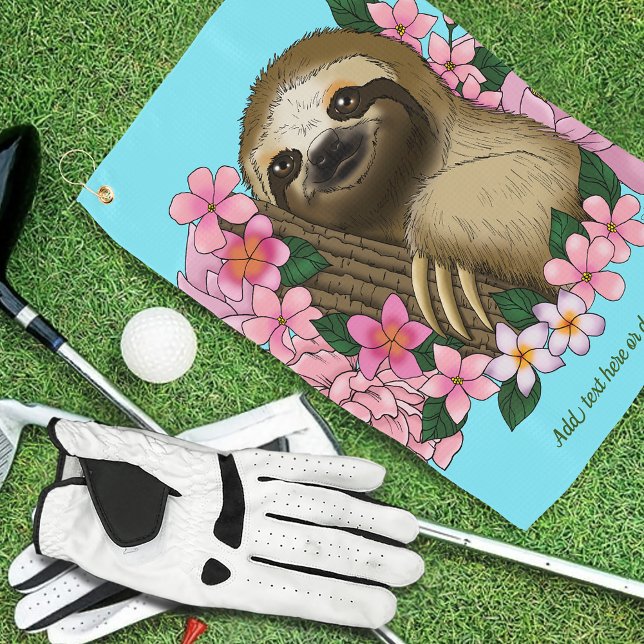 Sloth Pink-Blume Golfhandtuch (Von Creator hochgeladen)