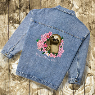 Sloth Pink-Blume Jeansjacke