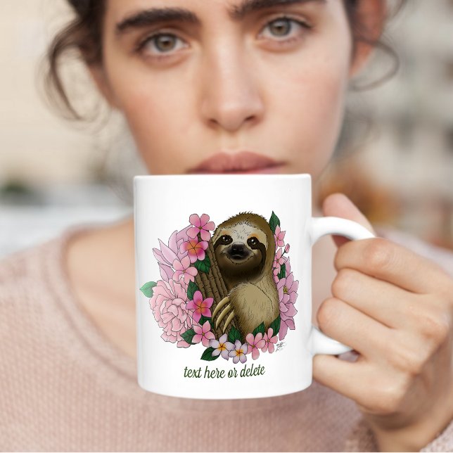 Sloth Pink-Blume Kaffeetasse (Von Creator hochgeladen)
