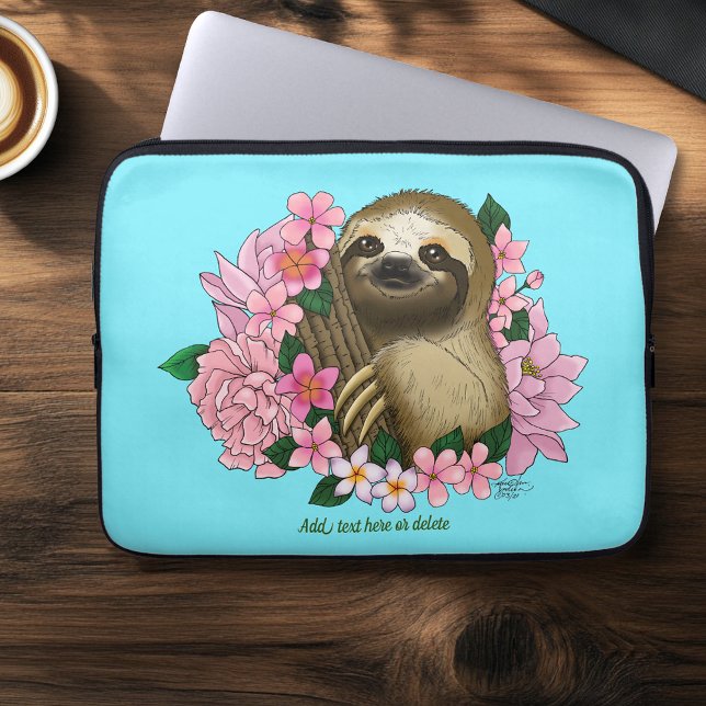 Sloth Pink-Blume Laptopschutzhülle (Von Creator hochgeladen)