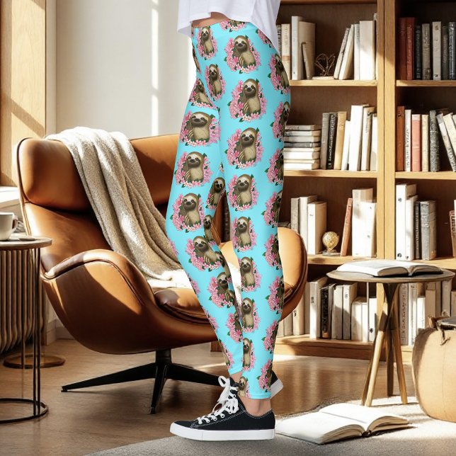 Sloth Pink-Blume Leggings (Von Creator hochgeladen)