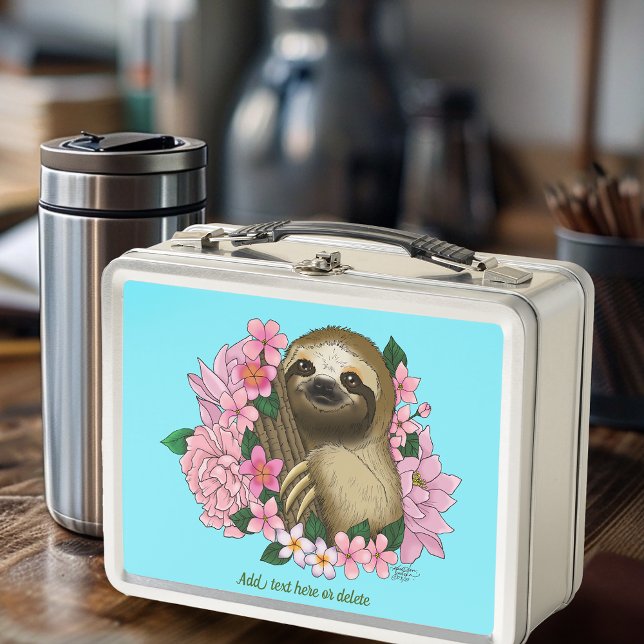 Sloth Pink-Blume Metall Brotdose (Von Creator hochgeladen)