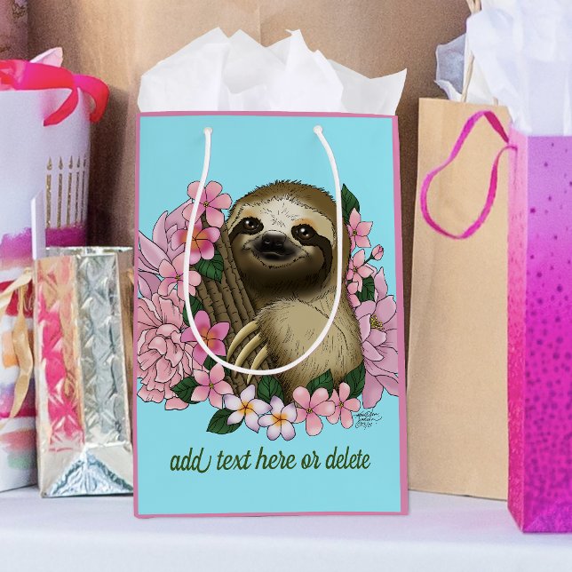 Sloth Pink-Blume Mittlere Geschenktüte (Von Creator hochgeladen)