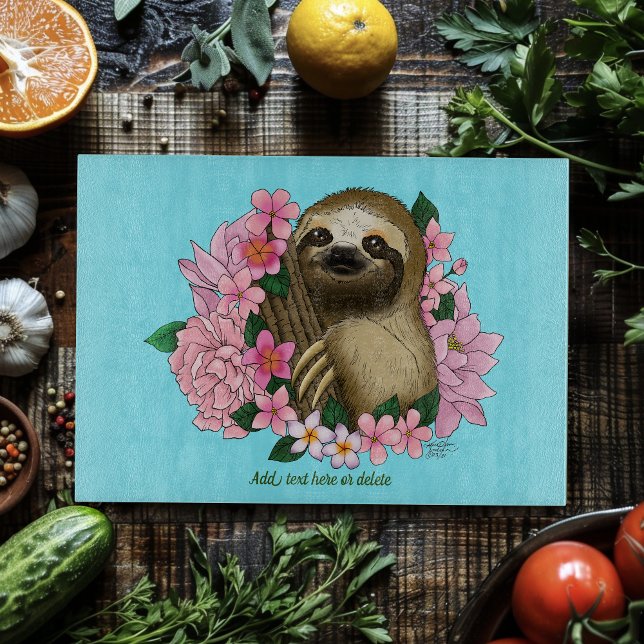 Sloth Pink-Blume Schneidebrett (Von Creator hochgeladen)