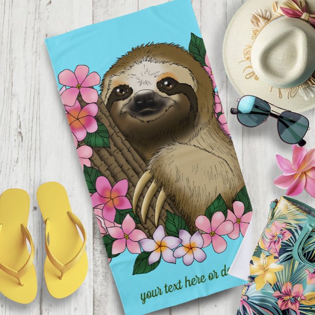 Sloth Pink-Blume Strandtuch (Von Creator hochgeladen)