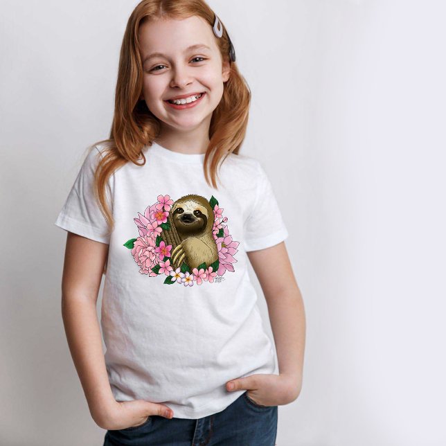 Sloth Pink-Blume T-Shirt (Von Creator hochgeladen)