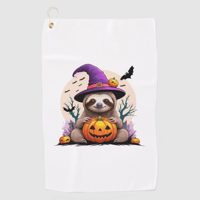 Sloth Pink Hat Halloween Golfhandtuch (Vorderseite)
