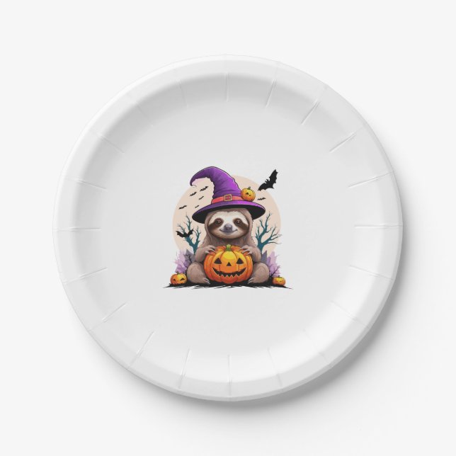 Sloth Pink Hat Halloween Pappteller (Vorderseite)