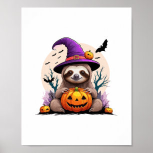Sloth Pink Hat Halloween Poster