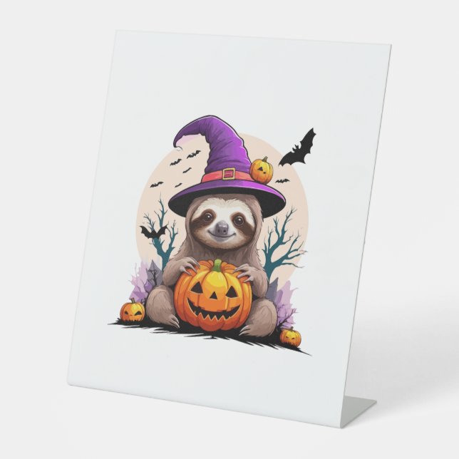 Sloth Pink Hat Halloween Sockelschild (Vorderseite)