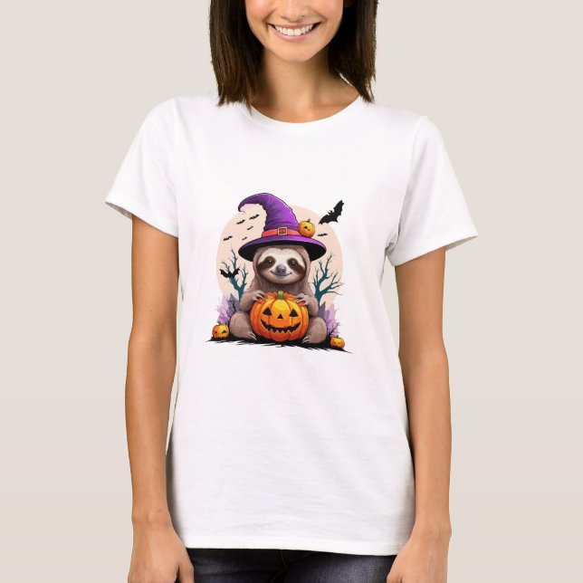 Sloth Pink Hat Halloween T-Shirt (Vorderseite)