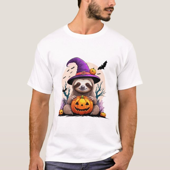 Sloth Pink Hat Halloween T-Shirt (Vorderseite)