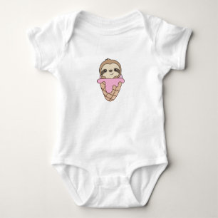 Sloth Pink Ice Creme Waffeln Niedliche Tiere für K Baby Strampler