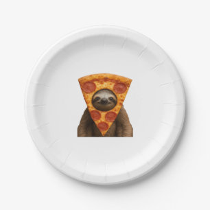 Sloth Pizza lustiges, seltsames Pranger Meme niedl Pappteller