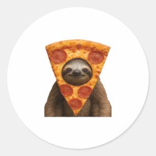 Sloth Pizza lustiges, seltsames Pranger Meme niedl Runder Aufkleber