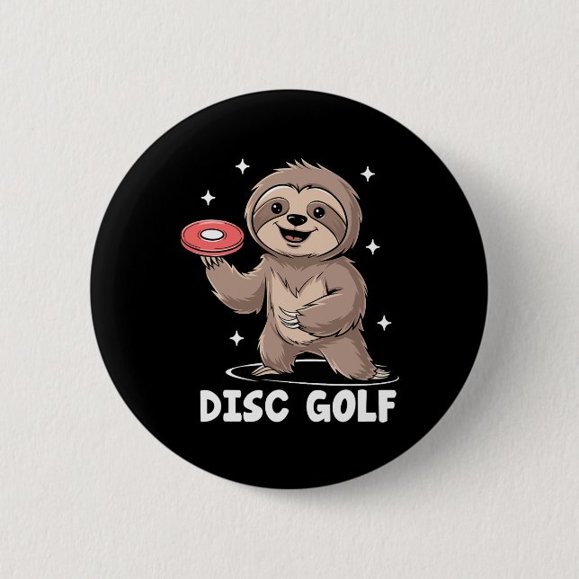 Sloth Playing Disc Golf Player Sports Athlete Game Button (Vorderseite)