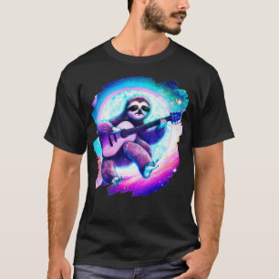 Sloth Playing Gitarre im Weltraum Weltraummusik Sl T-Shirt