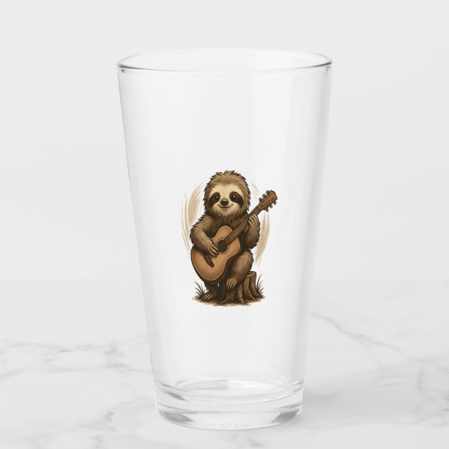 Sloth Playing Guitar Glas (Vorderseite)