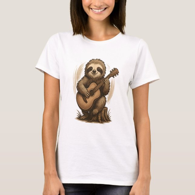 Sloth Playing Guitar T-Shirt (Vorderseite)
