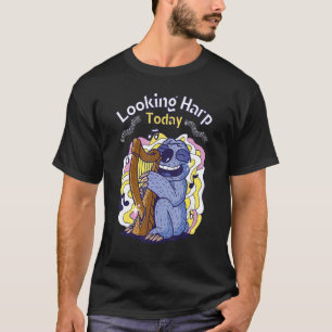 Sloth Playing Harp Player Pun Harpist T-Shirt