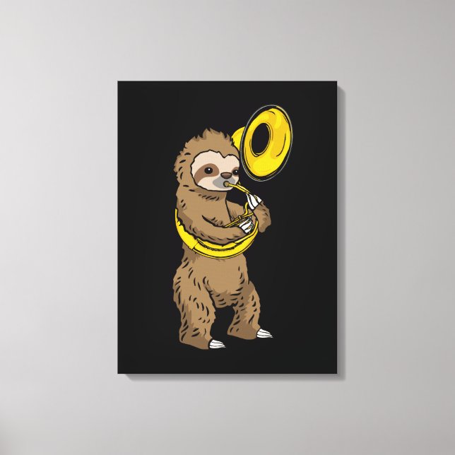Sloth Playing Sousaphone Geschenk Männer Sousaphon Leinwanddruck (Vorderseite)