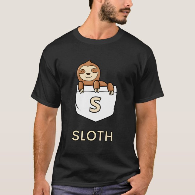 Sloth Pocket Animal Design T-Shirt (Vorderseite)