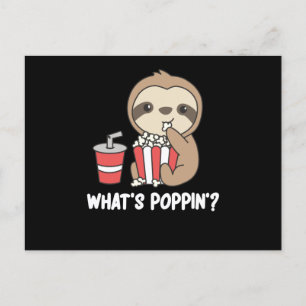 Sloth Popcorn Whats Poppin Funny Sloths Postkarte