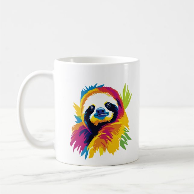 Sloth Portrait Illustration Watercolour Painting Kaffeetasse (Links)