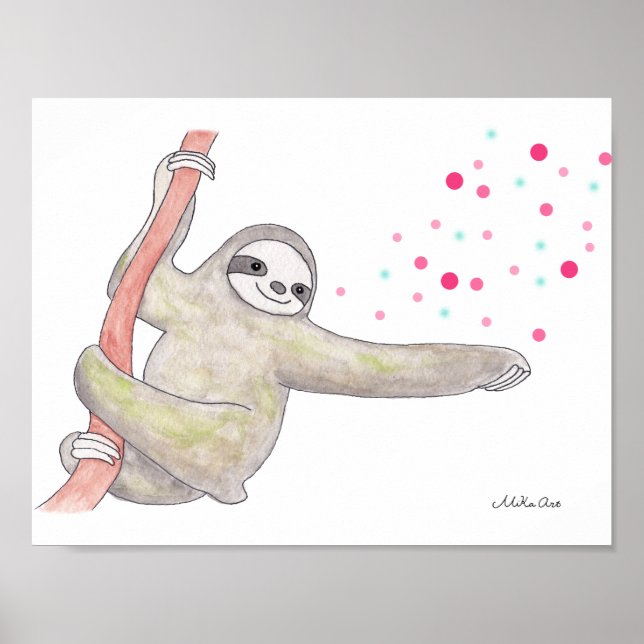 Sloth Poster Sloth Print Sloth Wall Art Deco (Vorne)