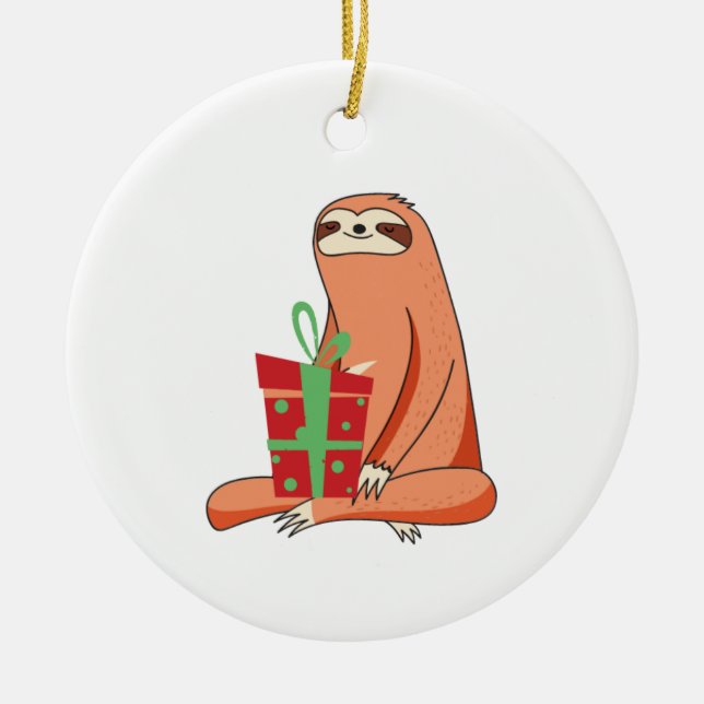 Sloth Present Ornament (Vorne)
