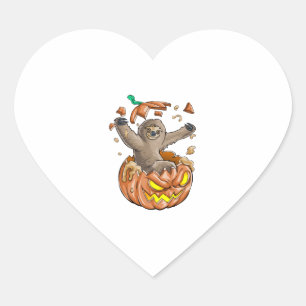 Sloth Pumpkin Halloween Herz-Aufkleber