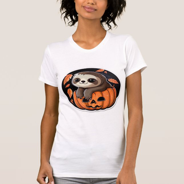 sloth pumpkin Halloween sticker Oversized T-Shirt (Vorderseite)